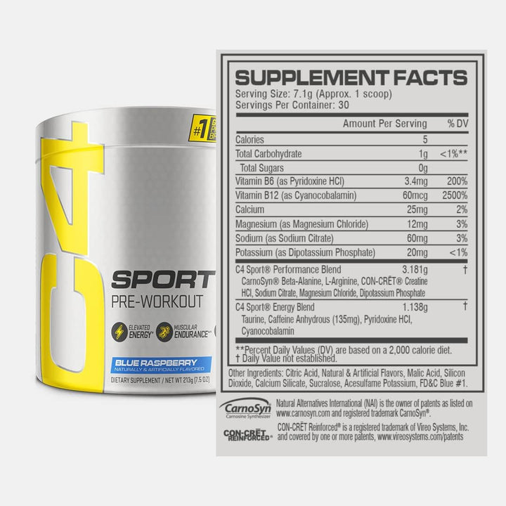 C4 Sport Pre Workout Powder Blue Raspberry - Leo Smart Traders