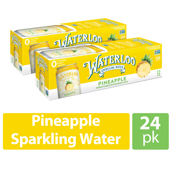 Waterloo Sparkling Water, Pineapple, 12 fl oz, 12-24 Pack