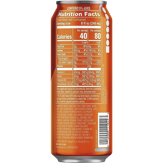 Mountain Dew Kickstart Orange Citrus (16 Ounce Cans)