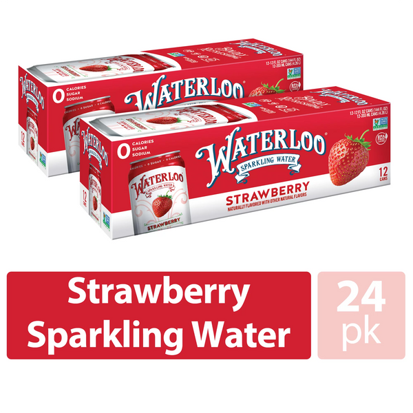 Waterloo Sparkling Water, Strawberry, 12 Fl Oz, 12-24 Pack