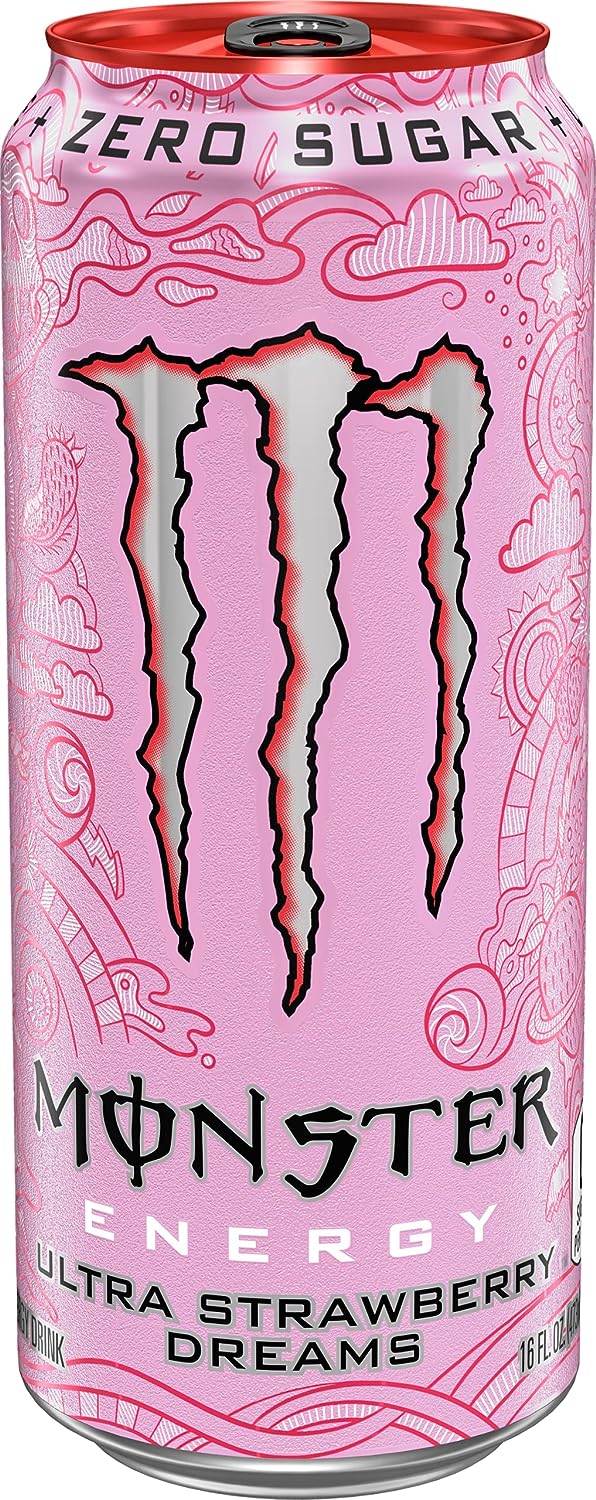 Monster Energy Ultra Strawberry Dreams, Sugar Free Energy Drink, 16 Ounce