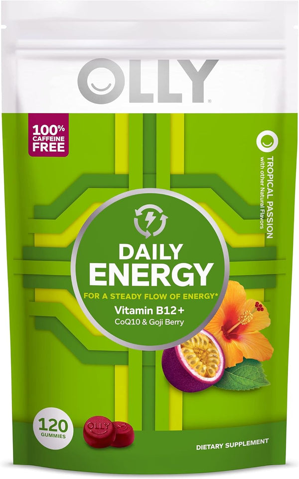 OLLY Daily Energy Gummy Supplement, Tropical Flavor, 60-120 Count (1-12 Pack)