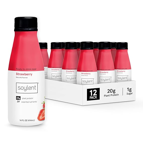 Soylent Protein Shake, Strawberry, 14oz, (12 Pack)