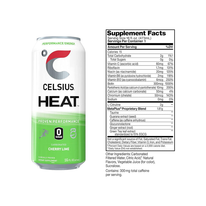 CELSIUS HEAT Energy Drink Cherry Lime - Leo Smart Traders