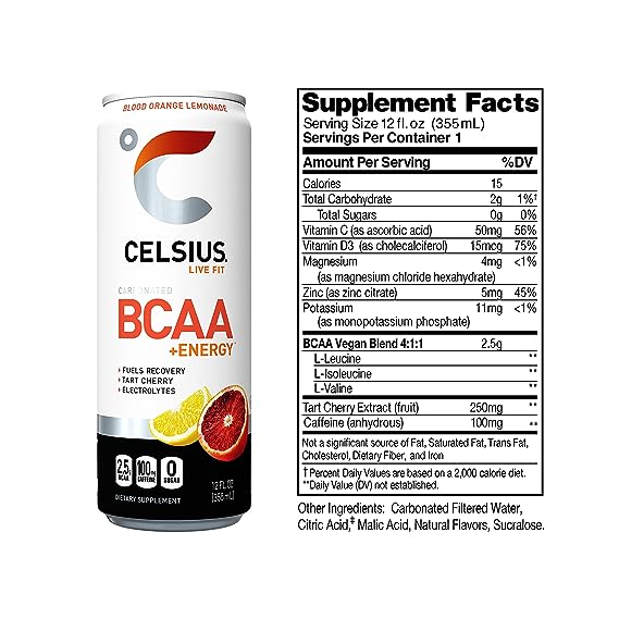 CELSIUS BCAA Energy Drink Blood Orange Lemonade - Leo Smart Traders