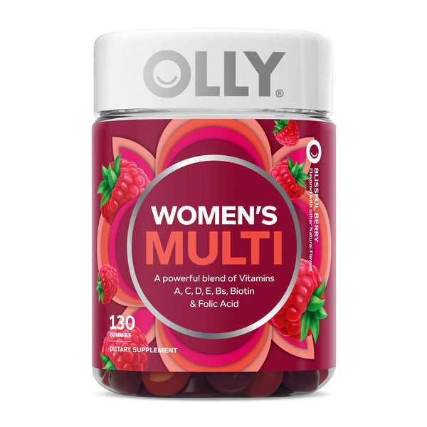 OLLY Women's Multivitamin Gummy, Adult Chewable Vitamin, Berry, 90-120-130 Count