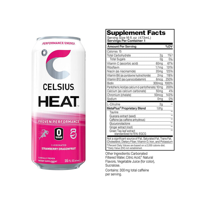 CELSIUS HEAT Energy Drink Strawberry Dragonfruit - Leo Smart Traders