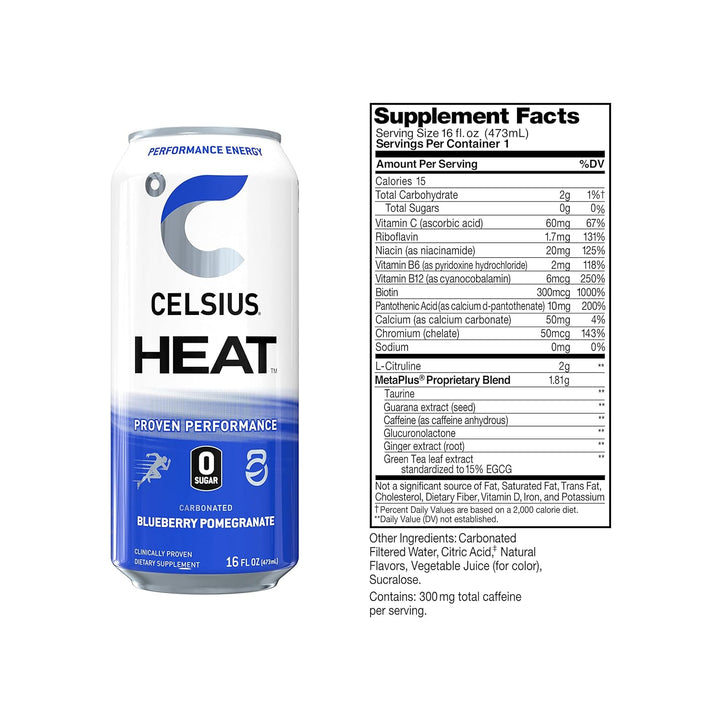 CELSIUS HEAT Energy Drink Blueberry Pomegranate - Leo Smart Traders