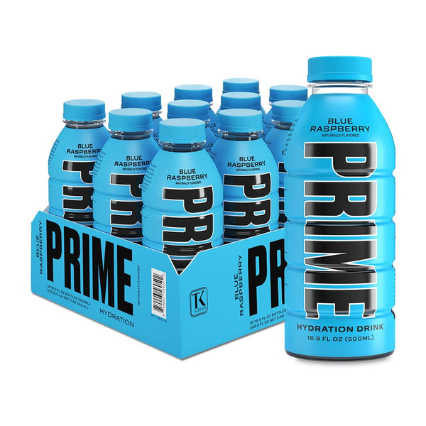 Prime Hydration Drink, Blue Raspberry, 16.9oz, (12 Pack)