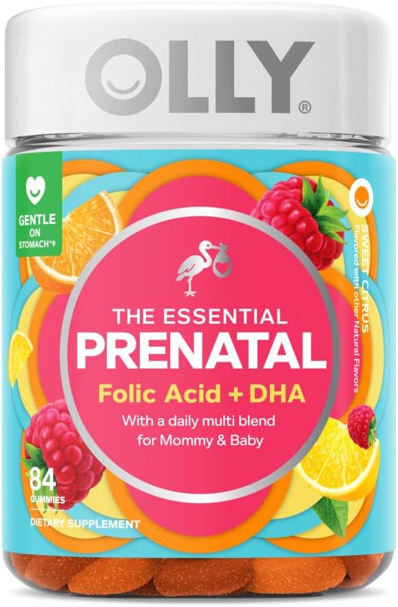 Olly The Essential Prenatal Gummy Multivitamin, Chewable Supplement, White Citrus, 60-80-84 Count