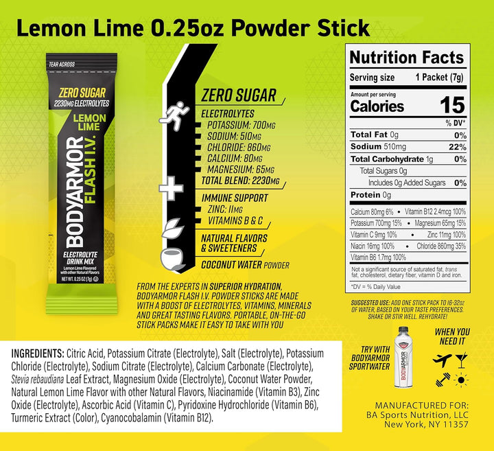 BODYARMOR Flash IV Electrolyte Packets Lemon Lime - Leo Smart Traders