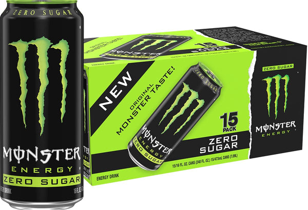 Monster Energy Drink, Zero Sugar, Energy Drink, 16oz, 4-15 Pack