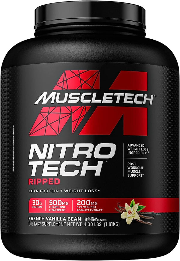 MuscleTech Nitro-Tech Ripped Whey Protein Powder Vanilla, 2-4 Pound