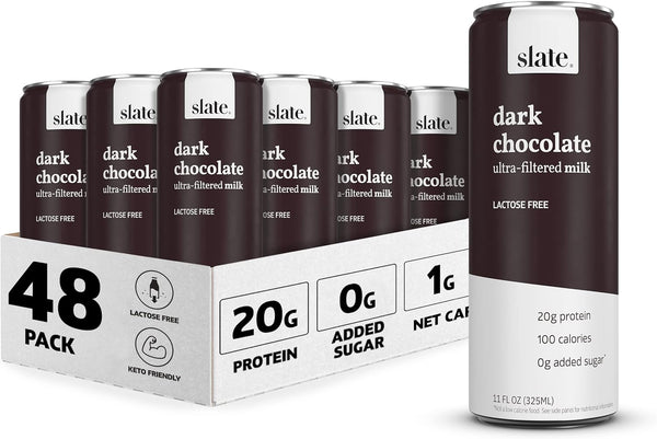 Slate Milk - 20g Protein Shake, Dark Chocolate, 11oz, (12-Pack)