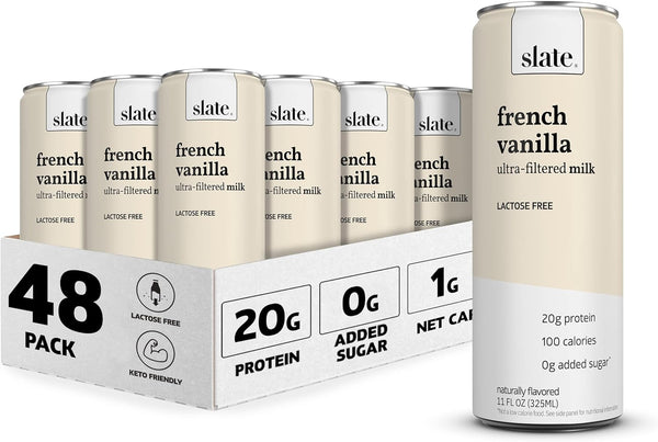 Slate Milk, 20g Protein Shake, French Vanilla, 20g Protein, 11oz (12-24Pack)