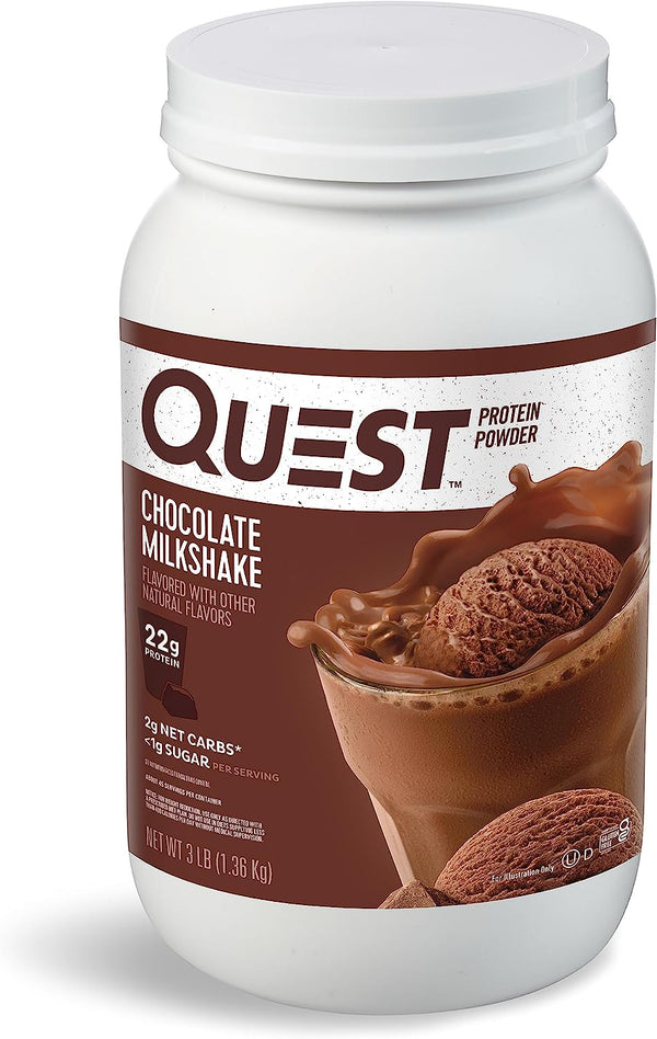 Quest Protein Powder, Chocolate Milkshake, 22g Protein, 1.6-3 lb