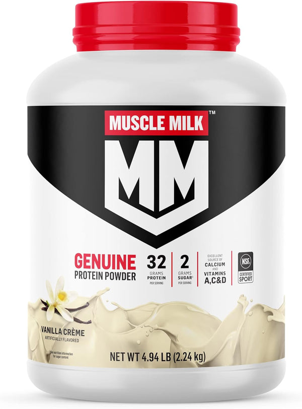 Muscle Milk Genuine Protein Powder, Vanilla Crème, 1.93-4.94 Pounds