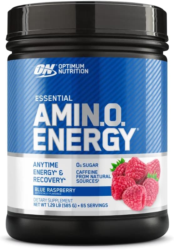 Optimum Nutrition Amino Energy Pre Workout with Green Tea, Blue Raspberry, 30-65 Servings