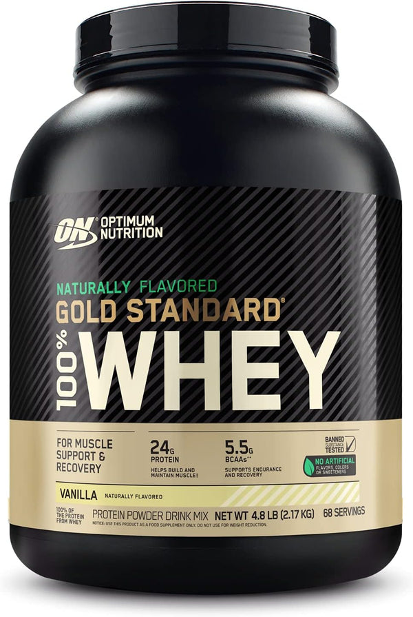 Optimum Nutrition Gold Standard 100% Whey Protein Powder, Vanilla, 1.9-4.8 Pound