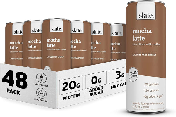 Slate Milk, 20g Protein Shake, Mocha Latte, 20g Protein, 11oz (12-24Pack)