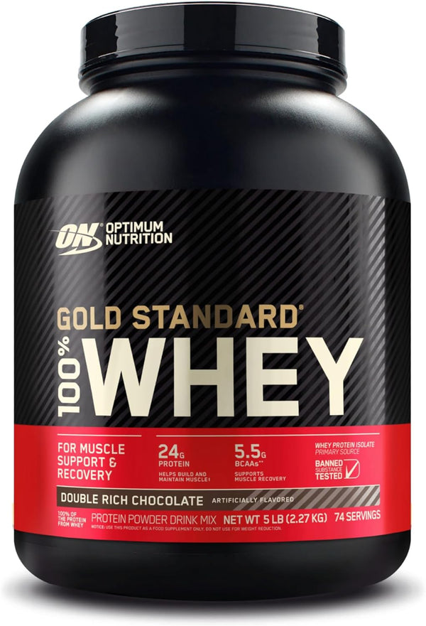 Optimum Nutrition Gold Standard 100% Whey Protein Powder, Double Rich Chocolate, 2-5 Pound