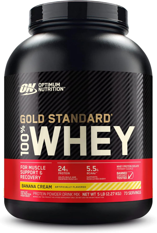 Optimum Nutrition Gold Standard Whey Protein Powder, Banana Cream, 2-5 Pound