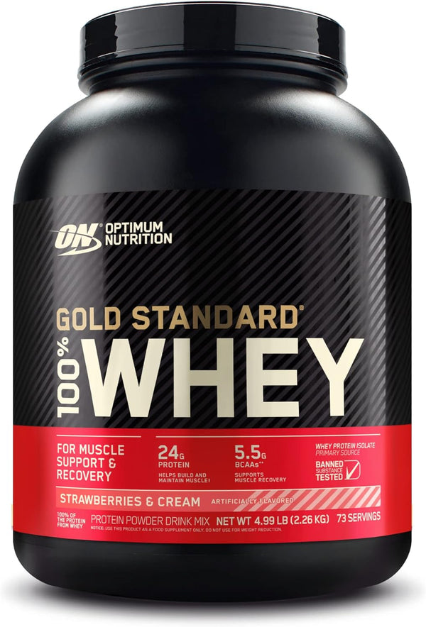 Optimum Nutrition Gold Standard 100% Whey Protein Powder, Strawberries & Cream, 2-5 Pound