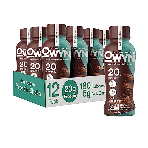 Owyn Plant Based Protein Shake, 20g, (Dark Chocolate, 12 Pack)