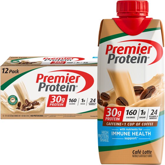 Premier Protein Shake, Café Latte, 30g Protein, 11oz (4-12 Pack)