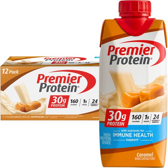 Premier Protein Shake, Caramel, 30g Protein, 11oz (4-12 Pack)